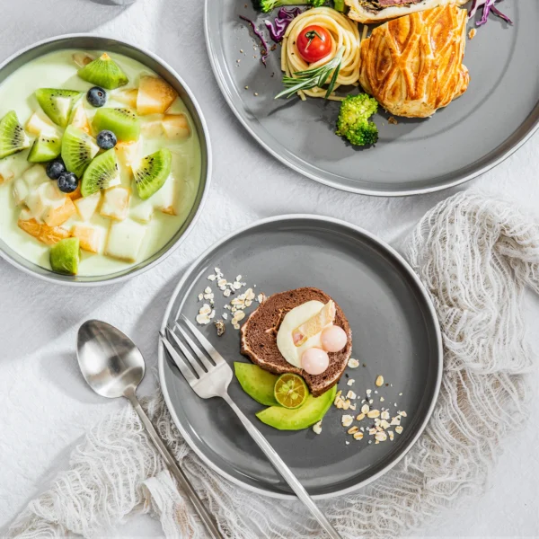 Vancasso 16/32 Piece Grey Stoneware Set Sesame Glaze Ceramic Dinnerware Set with 4PCS Dinner/Dessert Plate/Soup Bowl/Mug - Image 5
