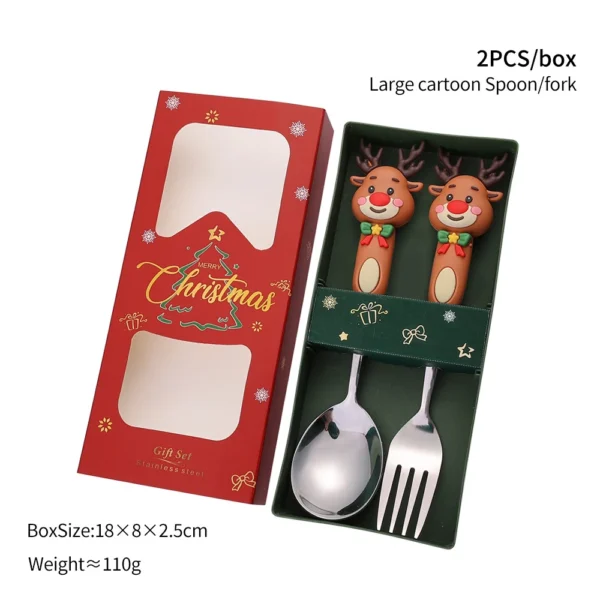 Christmas Coffee Spoons Forks Set Stainless Steel Spoon Forks Christmas Gifts for Kids Fruit Fork Coffee Spoon Dessert Spoon Set - Image 23