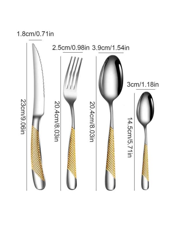 24pc Stainless steel tableware star steak knife and fork dessert fork spoon family suits - Image 6