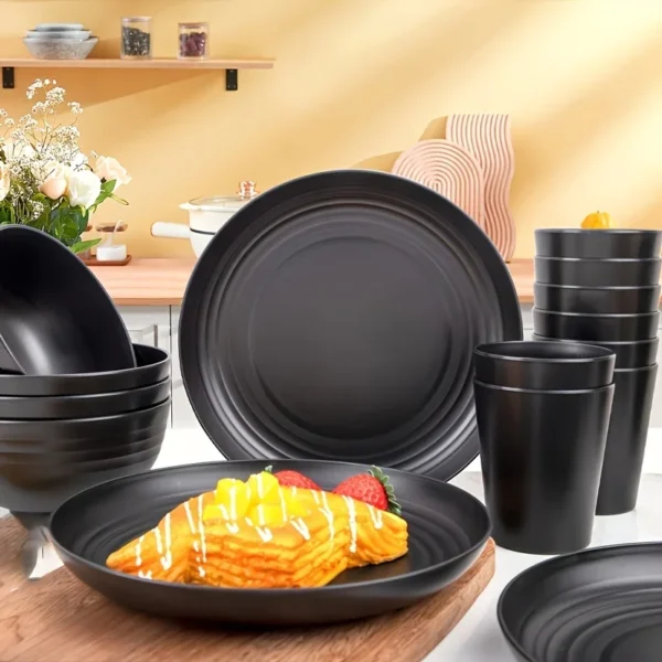 16pcs Eco Tableware Set - Biodegradable Plates Bowls Cups, Heat-Resistant Compostable BPA-Free Plant-Based for Family Kids - Image 5