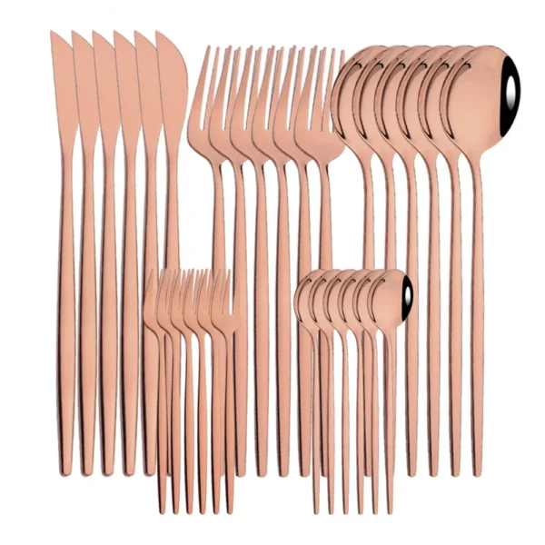 30Pcs/Set Stainless Steel Dinner Black Gold Dinnerware Set Knife Fruit Fork Spoon Cutlery Set Kitchen Tableware Silverware Sets - Image 16