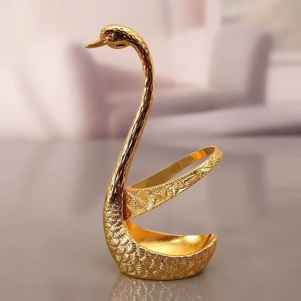 Swan Tableware Holder Base Elegant Gold Alloy Fruit Fork and Spoon Cutlery Set Dessert Teaspoon Dinnerware Kitchen Accessories - Image 6