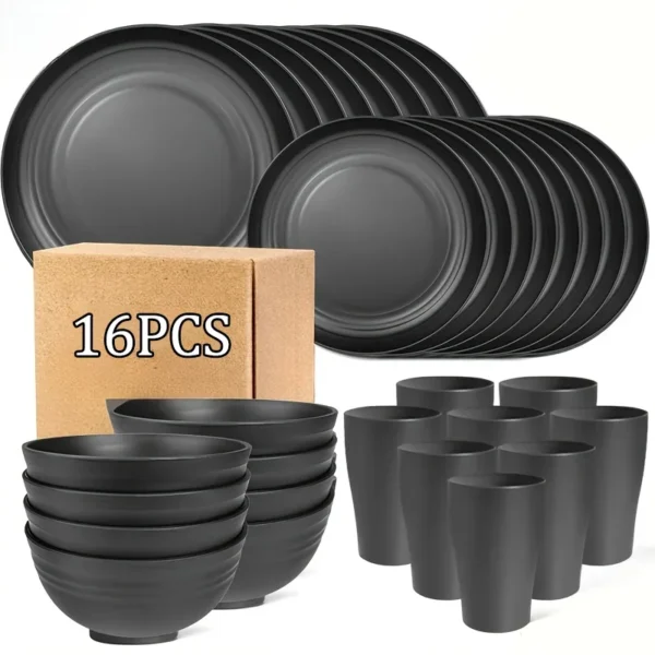 16pcs Eco Tableware Set - Biodegradable Plates Bowls Cups, Heat-Resistant Compostable BPA-Free Plant-Based for Family Kids - Image 7