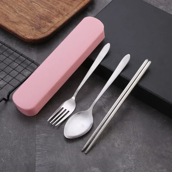 4Pcs/Set Stainless Steel Chopsticks, Spoons, Forks, Steak Knives, Travel Camping Cutlery Set, Portable Cutlery with Storage Case - Image 5