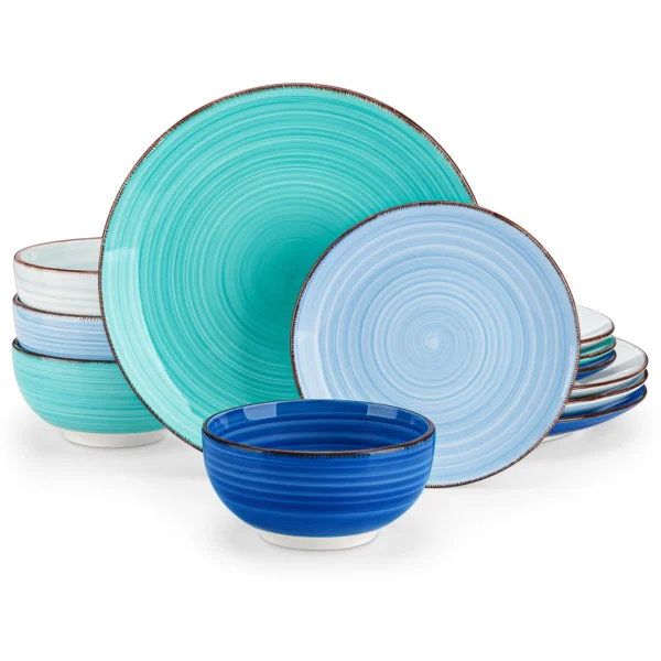 vancasso 12/24PCS Ceramic Dinnerware Set Color Handpainted Spirals Pattern 4/6PCS Dinner Plates/Dessert/Bowl/Soup Plates - Image 7