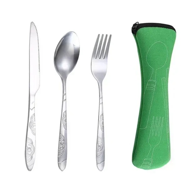 3Pcs Stainless Steel Western Style Steak Knife Fork Spoon Tableware Portable Outdoor Travel Bag Tableware Set Creative Gifts - Image 8