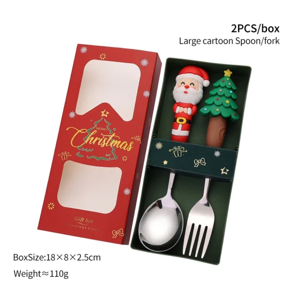 Christmas Coffee Spoons Forks Set Stainless Steel Spoon Forks Christmas Gifts for Kids Fruit Fork Coffee Spoon Dessert Spoon Set - Image 17