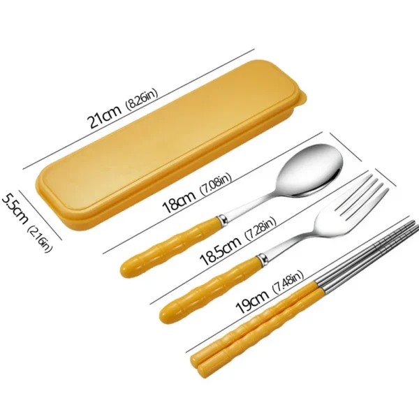3pcs Set Portable Dinnerware Kit Spoon Fork Chopstick Cutlery Tableware with Box Set Stainless Steel Travelling Dinnerware Set - Image 10