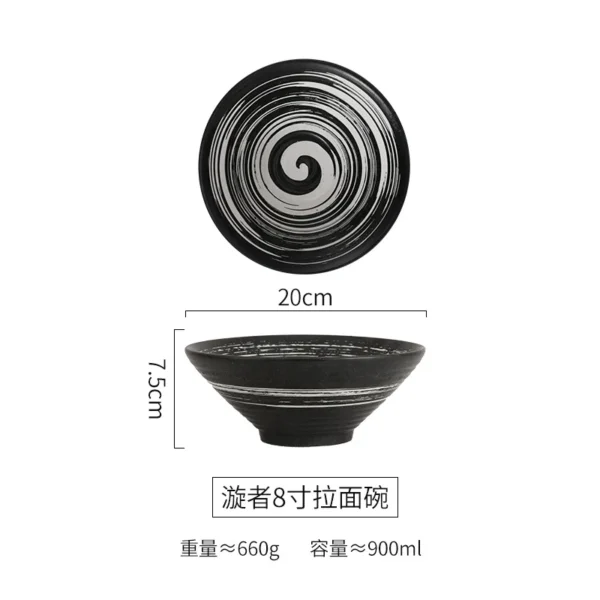Japanese Creative Ceramic Bowl Home Ramen Soup Bowl Restaurant Rain-Hat Shaped Bowl Ajisen Ramen Rice Noodle Bowl - Image 17