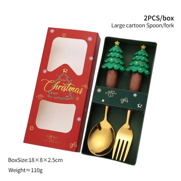 Christmas Coffee Spoons Forks Set Stainless Steel Spoon Forks Christmas Gifts for Kids Fruit Fork Coffee Spoon Dessert Spoon Set - Image 11