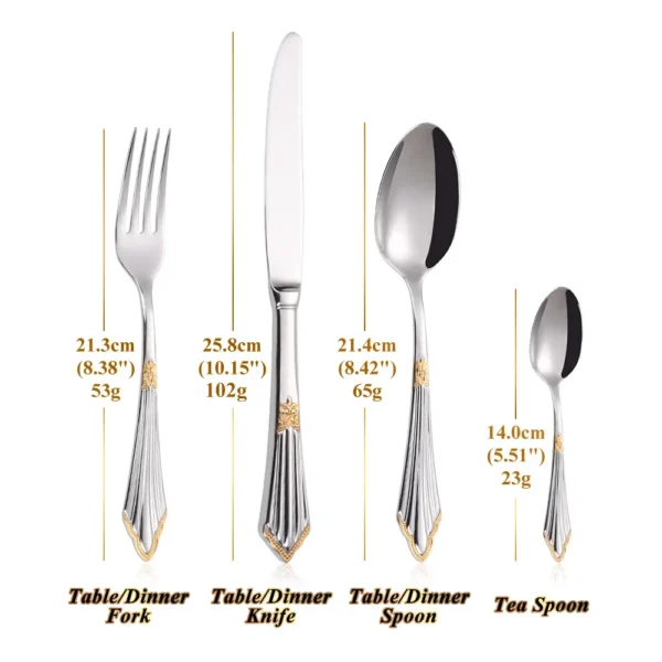 4/8/12/16/20 Pieces Gold Plated Luxury Silverware Flatware Dishwasher Safe 18/10 Stainless Steel Cutlery Set For Home Wedding - Image 3