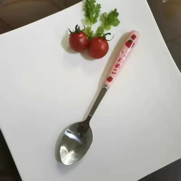 Ceramic Handle Dinnerware Strawberry Chopsticks Spoon Fork Cutlery Set with Case Portable Travel Stainless Steel Tableware - Image 7