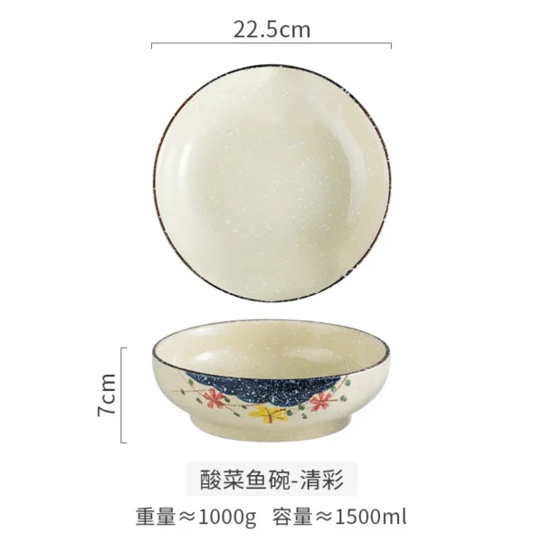 Japanese Style Tableware Set Rib Retro Domestic Ceramic Restaurant Table Decoration Sour Beef Boiled Fish with Pickled Cabbage - Image 6