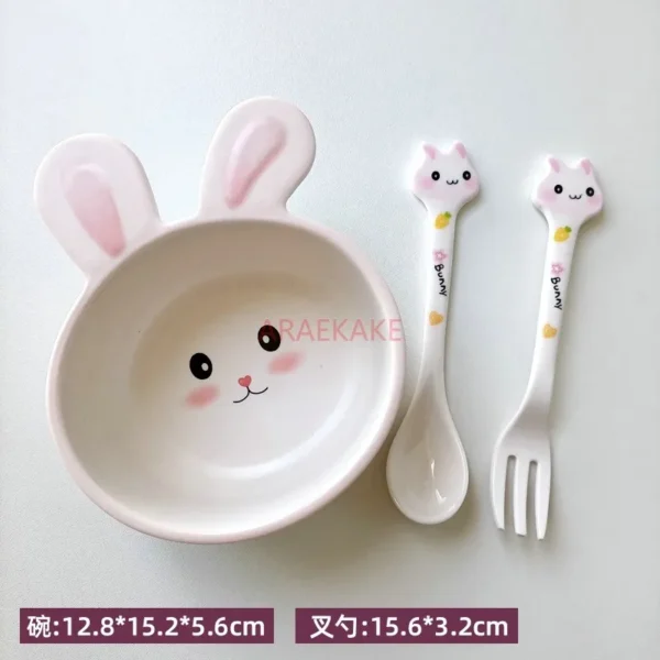 Children's dedicated eating bowl, children's bowl, anti drop and anti scald auxiliary food bowl set, portable tableware, plastic - Image 2