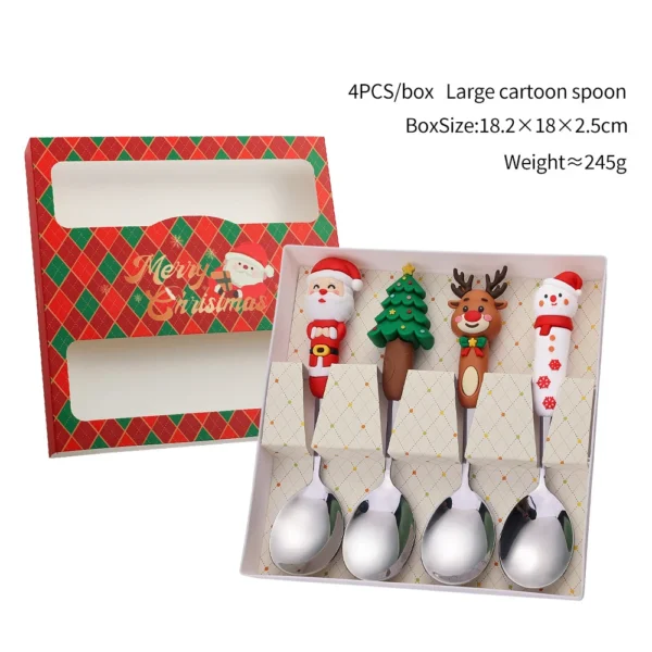 Christmas Coffee Spoons Forks Set Stainless Steel Spoon Forks Christmas Gifts for Kids Fruit Fork Coffee Spoon Dessert Spoon Set - Image 28