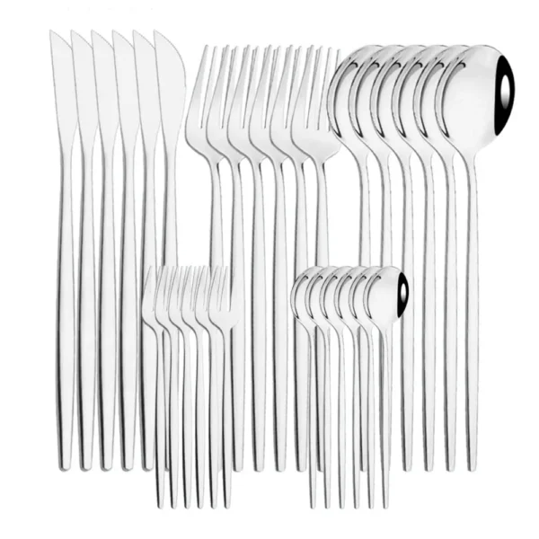 30Pcs/Set Stainless Steel Dinner Black Gold Dinnerware Set Knife Fruit Fork Spoon Cutlery Set Kitchen Tableware Silverware Sets - Image 9