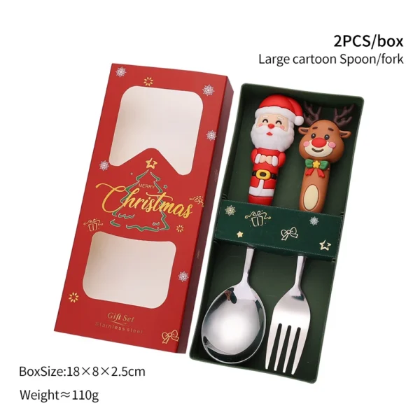 Christmas Coffee Spoons Forks Set Stainless Steel Spoon Forks Christmas Gifts for Kids Fruit Fork Coffee Spoon Dessert Spoon Set - Image 19