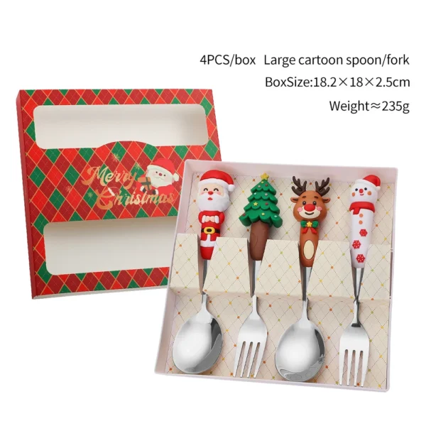 Christmas Coffee Spoons Forks Set Stainless Steel Spoon Forks Christmas Gifts for Kids Fruit Fork Coffee Spoon Dessert Spoon Set - Image 26