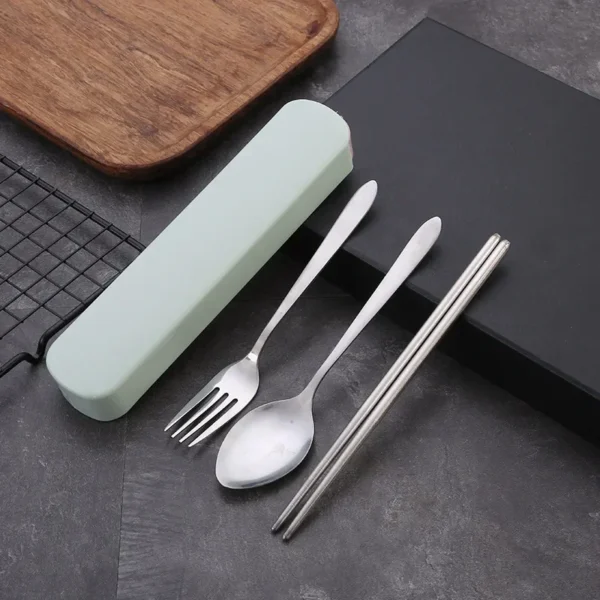 4Pcs/Set Stainless Steel Chopsticks, Spoons, Forks, Steak Knives, Travel Camping Cutlery Set, Portable Cutlery with Storage Case - Image 7