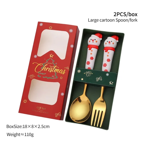 Christmas Coffee Spoons Forks Set Stainless Steel Spoon Forks Christmas Gifts for Kids Fruit Fork Coffee Spoon Dessert Spoon Set - Image 12