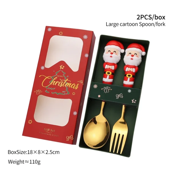 Christmas Coffee Spoons Forks Set Stainless Steel Spoon Forks Christmas Gifts for Kids Fruit Fork Coffee Spoon Dessert Spoon Set - Image 9