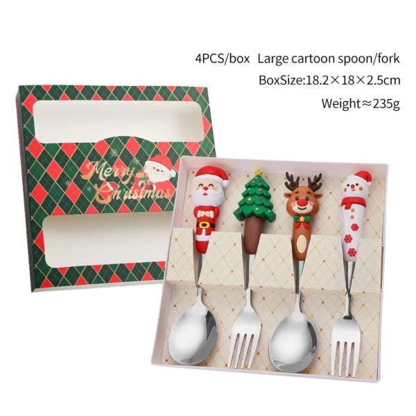 Christmas Coffee Spoons Forks Set Stainless Steel Spoon Forks Christmas Gifts for Kids Fruit Fork Coffee Spoon Dessert Spoon Set - Image 25