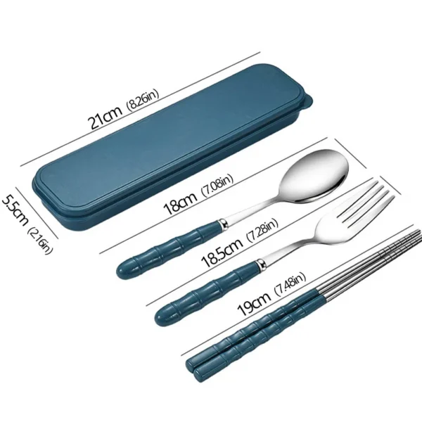 3pcs Set Portable Dinnerware Kit Spoon Fork Chopstick Cutlery Tableware with Box Set Stainless Steel Travelling Dinnerware Set - Image 8