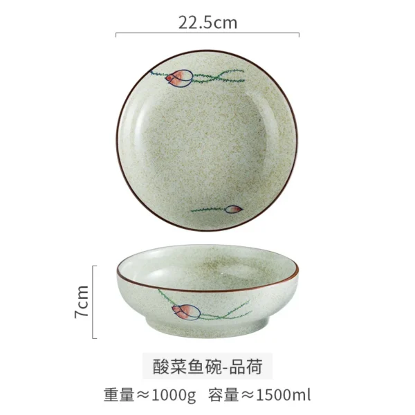 Japanese Style Tableware Set Rib Retro Domestic Ceramic Restaurant Table Decoration Sour Beef Boiled Fish with Pickled Cabbage - Image 9