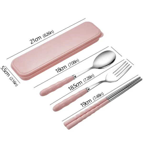 3pcs Set Portable Dinnerware Kit Spoon Fork Chopstick Cutlery Tableware with Box Set Stainless Steel Travelling Dinnerware Set - Image 11