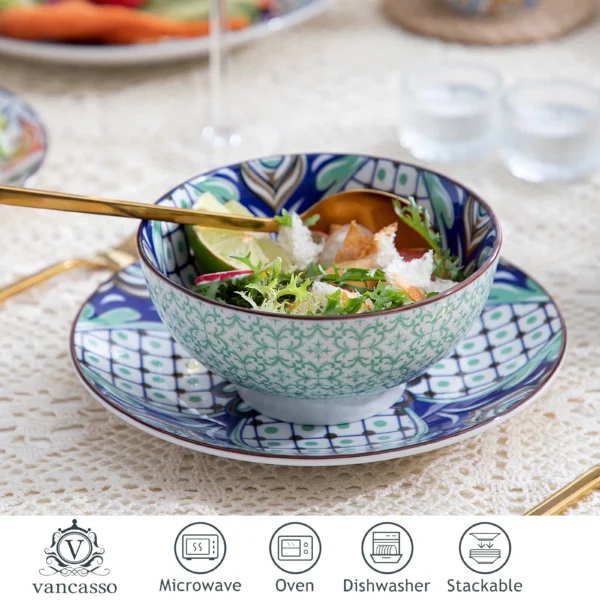 vancasso16/32 Piece Jasmin Pattern Porcelain Tableware Dinnerware Dinner Set with Dinner Plate,Dessert Plate,Bowl,Mug Set - Image 3