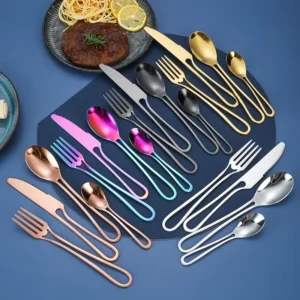 4pcs INS Cutlery Set 304 Stainless Steel Knife Fork Spoon Steak Western Dessert Cake Flatware Dinnerware Kitchen Accessories