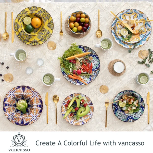 vancasso16/32 Piece Jasmin Pattern Porcelain Tableware Dinnerware Dinner Set with Dinner Plate,Dessert Plate,Bowl,Mug Set - Image 4