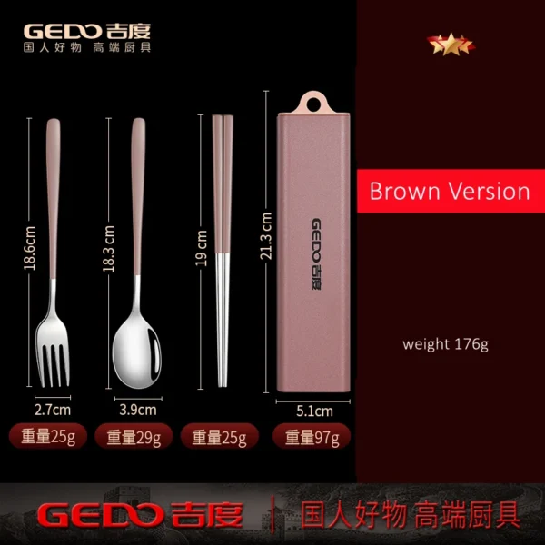 LFGB Certificated 304 Stainless Steel Portable Cutlery Set with Rattle-free Storage Bento Spoon Chopsticks Fork Dinnerware - Image 9
