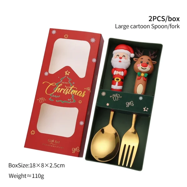 Christmas Coffee Spoons Forks Set Stainless Steel Spoon Forks Christmas Gifts for Kids Fruit Fork Coffee Spoon Dessert Spoon Set - Image 10