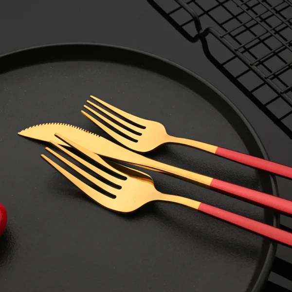 30Pcs/Set Stainless Steel Dinner Black Gold Dinnerware Set Knife Fruit Fork Spoon Cutlery Set Kitchen Tableware Silverware Sets - Image 5