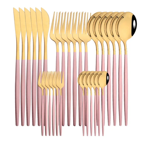 30Pcs/Set Stainless Steel Dinner Black Gold Dinnerware Set Knife Fruit Fork Spoon Cutlery Set Kitchen Tableware Silverware Sets - Image 13