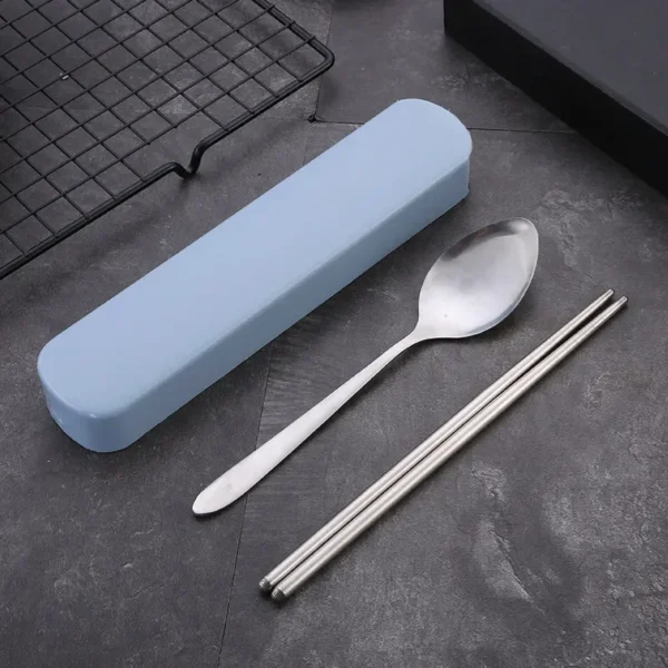 4Pcs/Set Stainless Steel Chopsticks, Spoons, Forks, Steak Knives, Travel Camping Cutlery Set, Portable Cutlery with Storage Case - Image 4