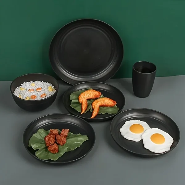 16pcs Eco Tableware Set - Biodegradable Plates Bowls Cups, Heat-Resistant Compostable BPA-Free Plant-Based for Family Kids - Image 2