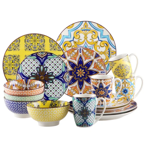 vancasso16/32 Piece Jasmin Pattern Porcelain Tableware Dinnerware Dinner Set with Dinner Plate,Dessert Plate,Bowl,Mug Set