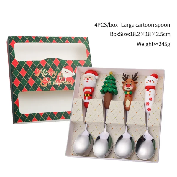 Christmas Coffee Spoons Forks Set Stainless Steel Spoon Forks Christmas Gifts for Kids Fruit Fork Coffee Spoon Dessert Spoon Set - Image 27