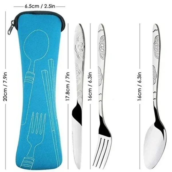 3Pcs Stainless Steel Western Style Steak Knife Fork Spoon Tableware Portable Outdoor Travel Bag Tableware Set Creative Gifts - Image 6