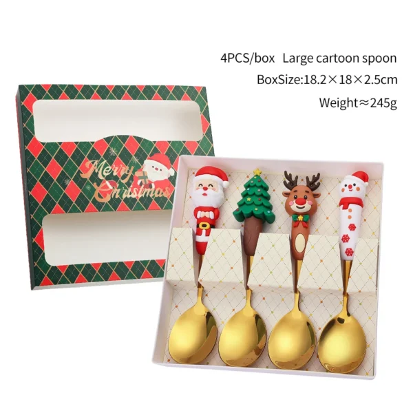 Christmas Coffee Spoons Forks Set Stainless Steel Spoon Forks Christmas Gifts for Kids Fruit Fork Coffee Spoon Dessert Spoon Set - Image 18