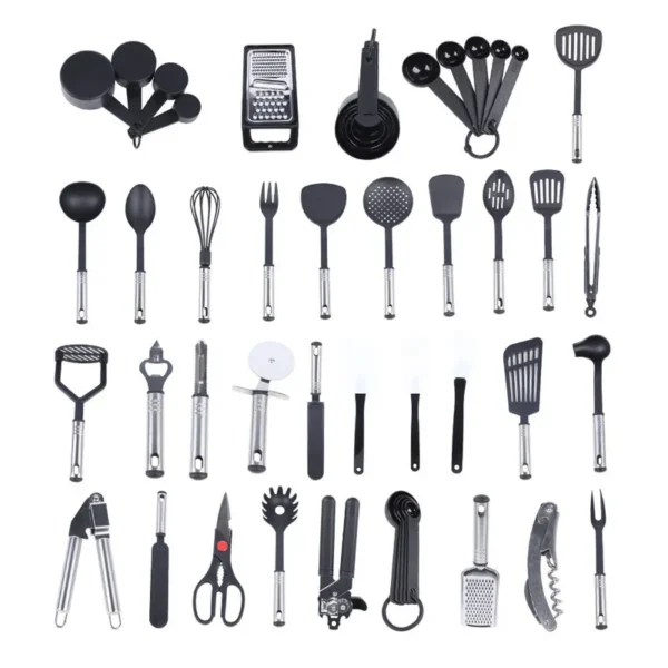 40PCS Kitchen Utensils Set Kitchen Helper Stainless Steel Hang Up Cooking Accessories Cutlery Spoon Set  For Cooking Baking - Image 2