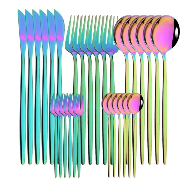 30Pcs/Set Stainless Steel Dinner Black Gold Dinnerware Set Knife Fruit Fork Spoon Cutlery Set Kitchen Tableware Silverware Sets - Image 15