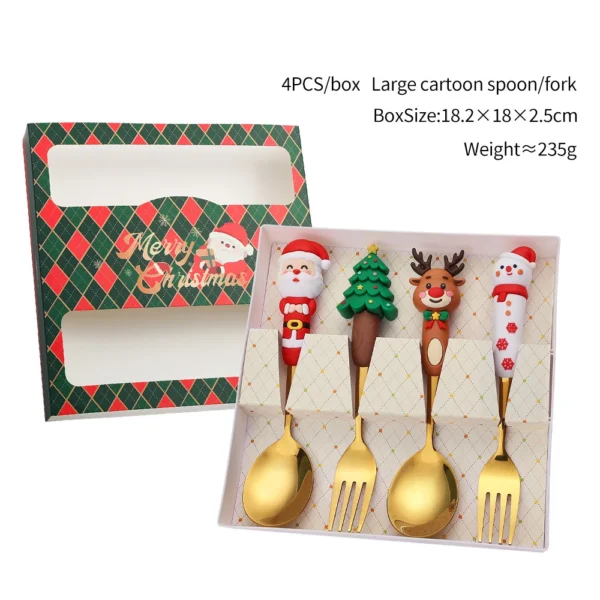 Christmas Coffee Spoons Forks Set Stainless Steel Spoon Forks Christmas Gifts for Kids Fruit Fork Coffee Spoon Dessert Spoon Set - Image 16