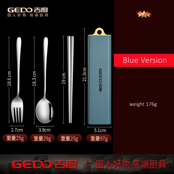 LFGB Certificated 304 Stainless Steel Portable Cutlery Set with Rattle-free Storage Bento Spoon Chopsticks Fork Dinnerware - Image 7