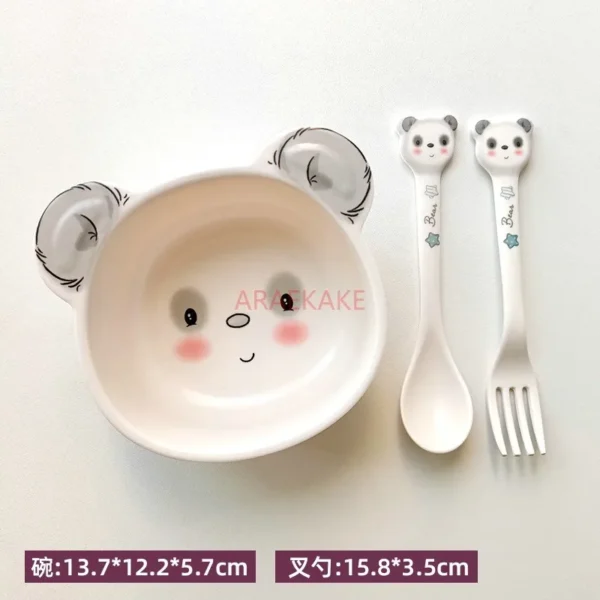 Children's dedicated eating bowl, children's bowl, anti drop and anti scald auxiliary food bowl set, portable tableware, plastic - Image 3