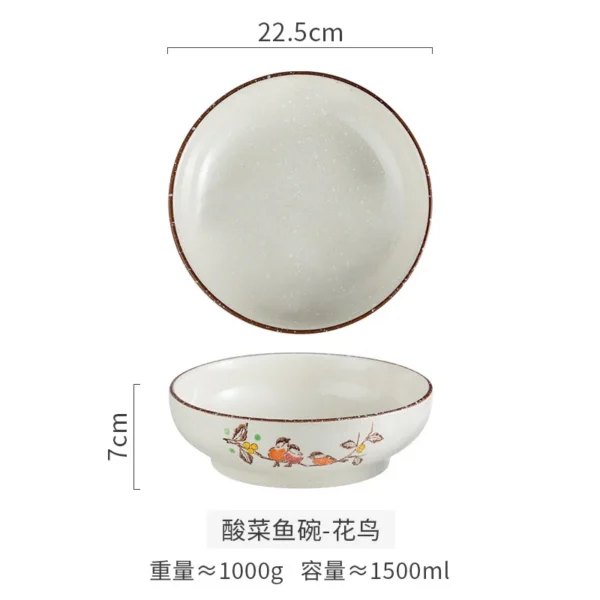 Japanese Style Tableware Set Rib Retro Domestic Ceramic Restaurant Table Decoration Sour Beef Boiled Fish with Pickled Cabbage - Image 10