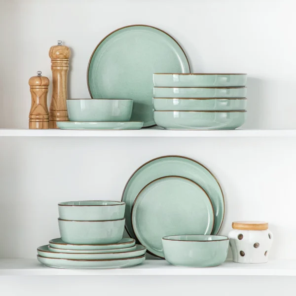 vancasso LOIRE 16/32 Piece Green Ceramic Dinnerware Set Oven Safe Stoneware Set with 4 PCS Dinner Plate/Dessert Plate/Soup/ Bowl - Image 6