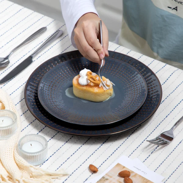 vancasso GUTO 16/32 Piece Embossed Relief Stoneware Tableware Set with Dinner/Dessert Plate/Soup Bowl/Mug Service for 4/8/12 - Image 4